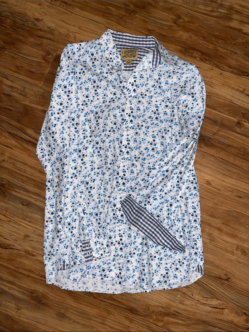 Daniel Cremieux White Button-Down Shirt with Blue Floral Print - Picture 3 of 4